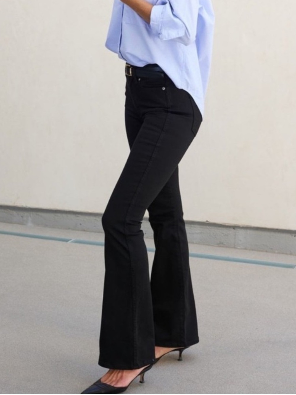 AYR The Really Really High Rise Flare Jeans in Mic Drop Black